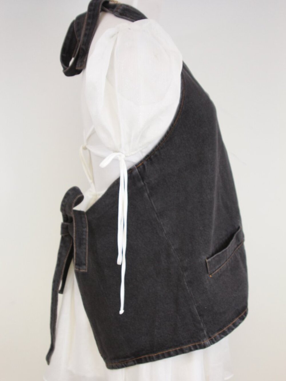 NWT Lioness Hills Washed Black Denim Halter Top‎ Oversized Western Boho Chic - Picture 7 of 8